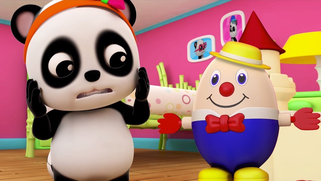 Humpty Dumpty sentado em uma parede   rima infantil   Bao Panda   Song in Portuguese   Humpty Dumpty