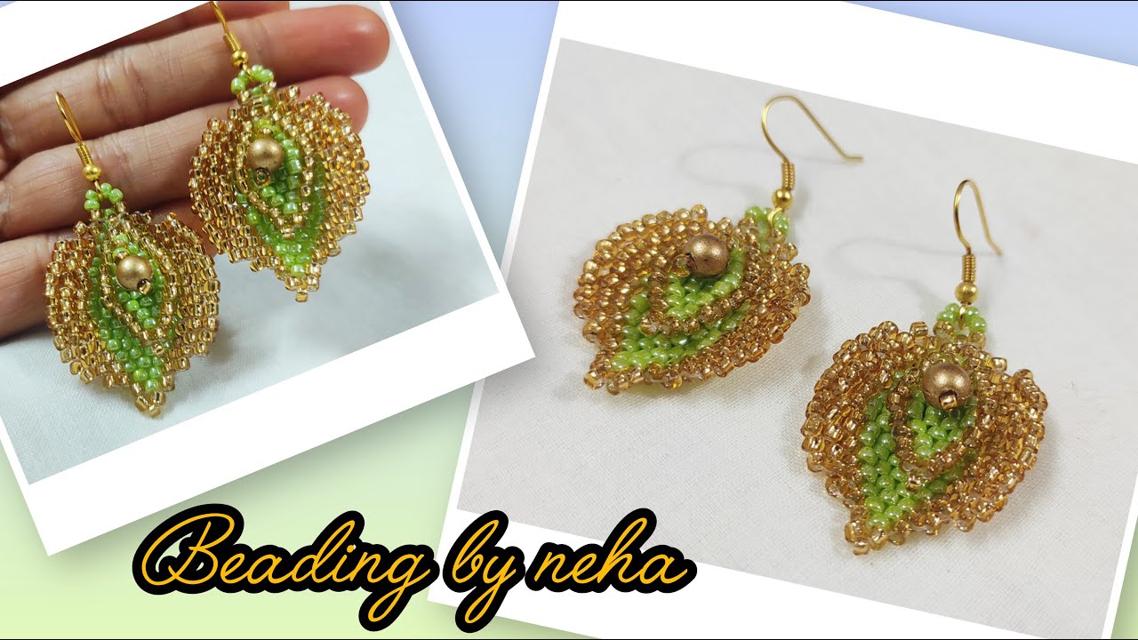 How to make leave earring/ seadbeads earring