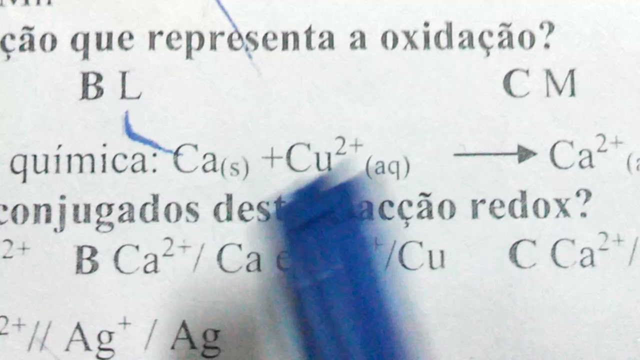 Par conjugado redox | Resolução de Exercício do Exame Extraordinário de Química 2021)q28 Valdo Mario