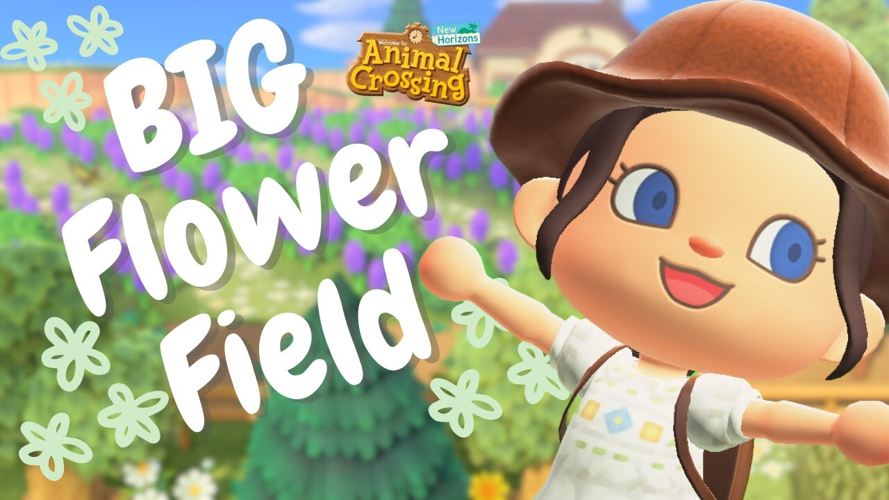BUILDING A HUGE FLOWER FIELD | COTTAGE CORE ISLAND | ANIMAL CROSSING NEW HORIZONS