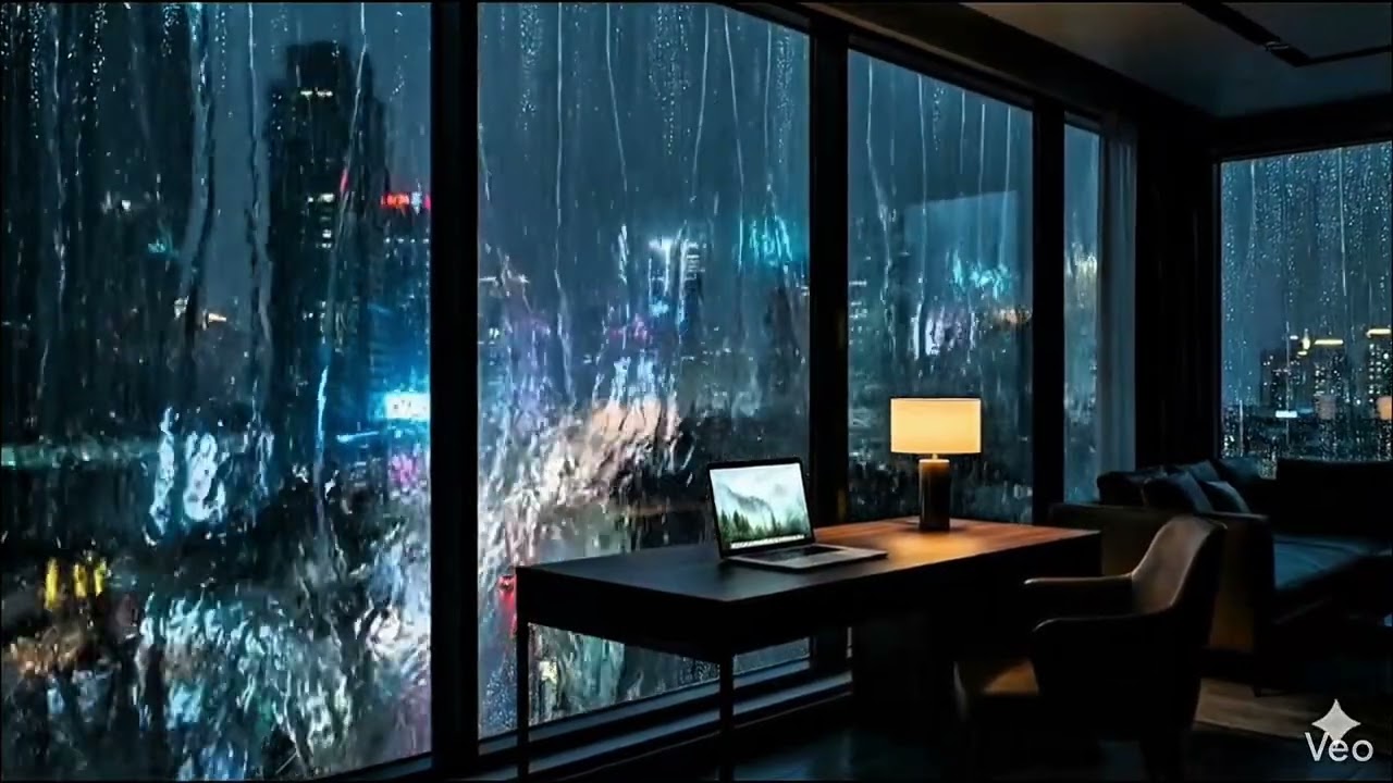 Rainy Night in NYC - Luxury Apartment Ambience for Sleep & Study [4K HDR]