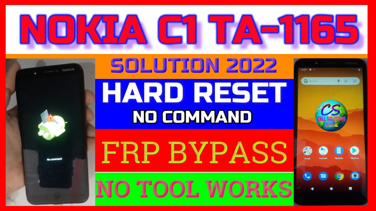 Nokia C1 TA-1165 Hard Reset No Command,FRP Bypass No Tools Works by Cell Solutions