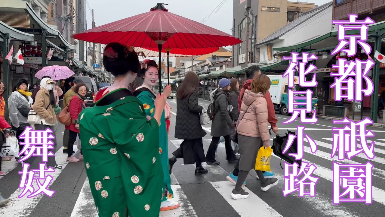 京都祇園 和傘をさして花見小路を往く舞妓さん Maiko of Gion Hanamikoji,Kyoto 【4K】 大石忌