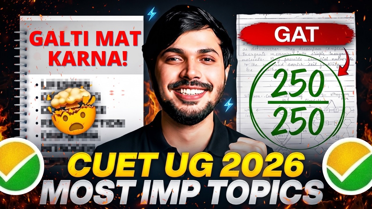 CUET 2026 GAT Most Important Topics😱 [100% CONFIRMED]⚠️ Score 250/250 in General Aptitude Test🔥