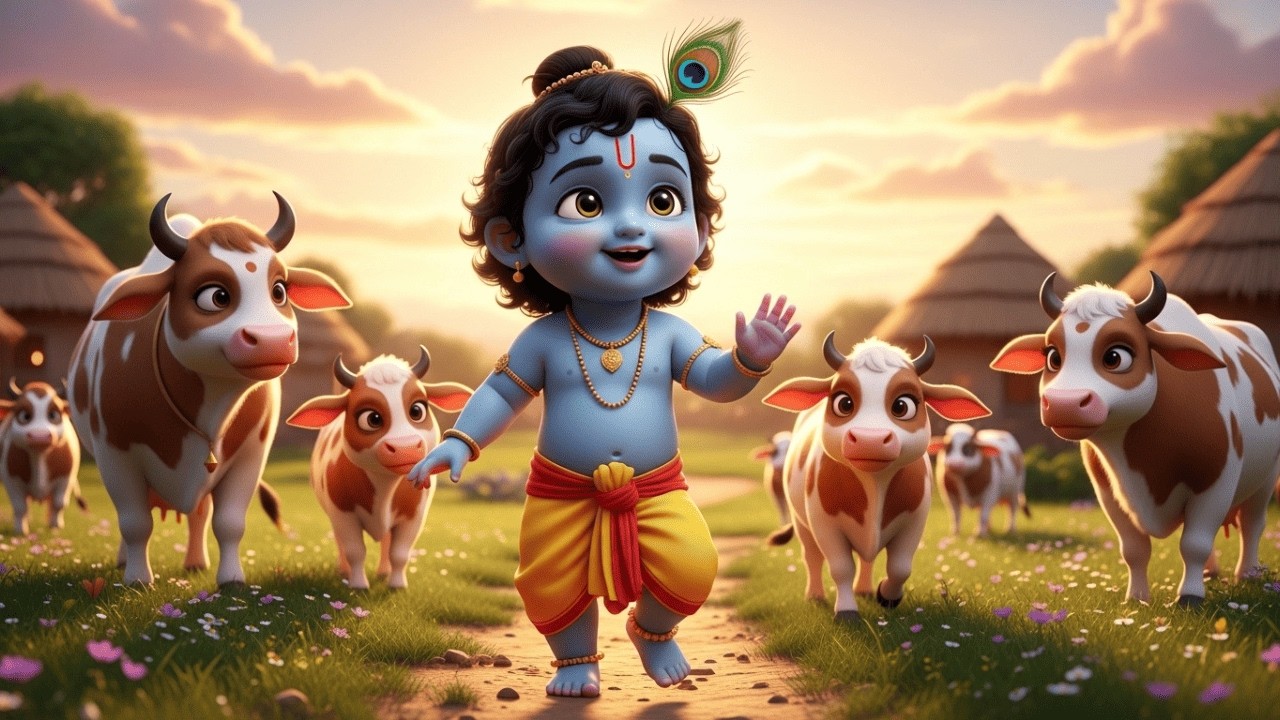 छोटी छोटी गैया छोटे छोटे ग्वाल | Choti Choti Gaiya | Little Krishna Song for Kids | krishna Bhajan11
