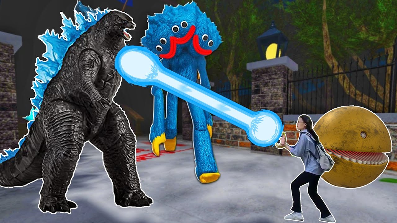 PACMAN in Real Life | Huggy Wuggy and Godzilla Attack Humans | PacMan Animation