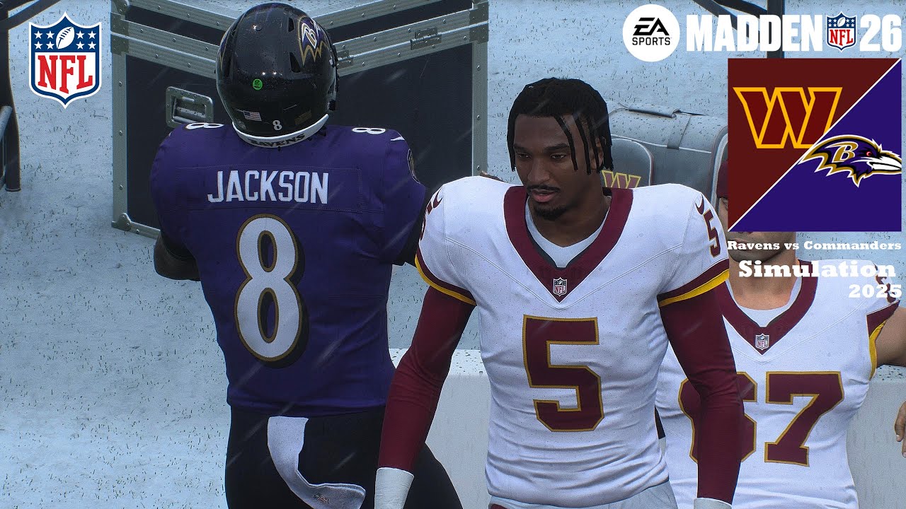 Madden 26 Baltimore Ravens vs Washington Commanders Light Snow Simulation 2025 Full Game Play