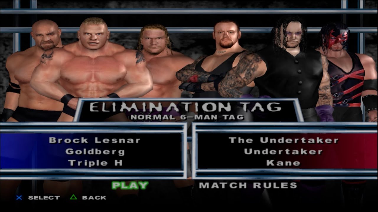 WWE SmackDown! HCTP - BrockLesnar,Goldberg,TripleH VS TheUndertaker,Undertaker,Kane