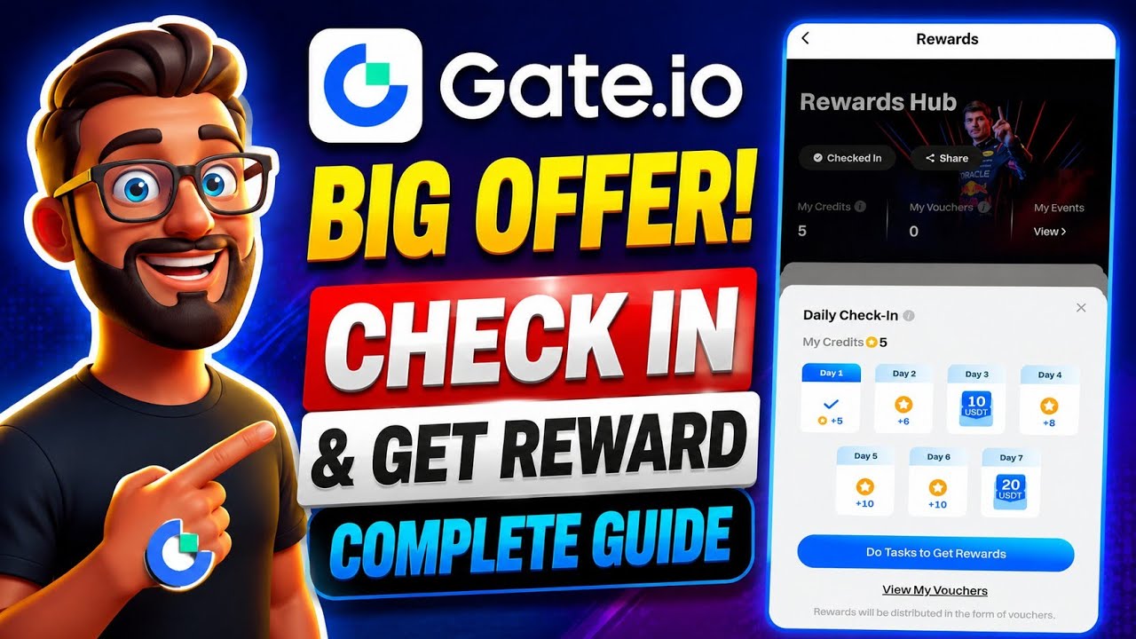 🔥 Gate.io BIG OFFER 2026 | Daily Check-In & Get Rewards 💰 Complete Step-by-Step Guide 🚀