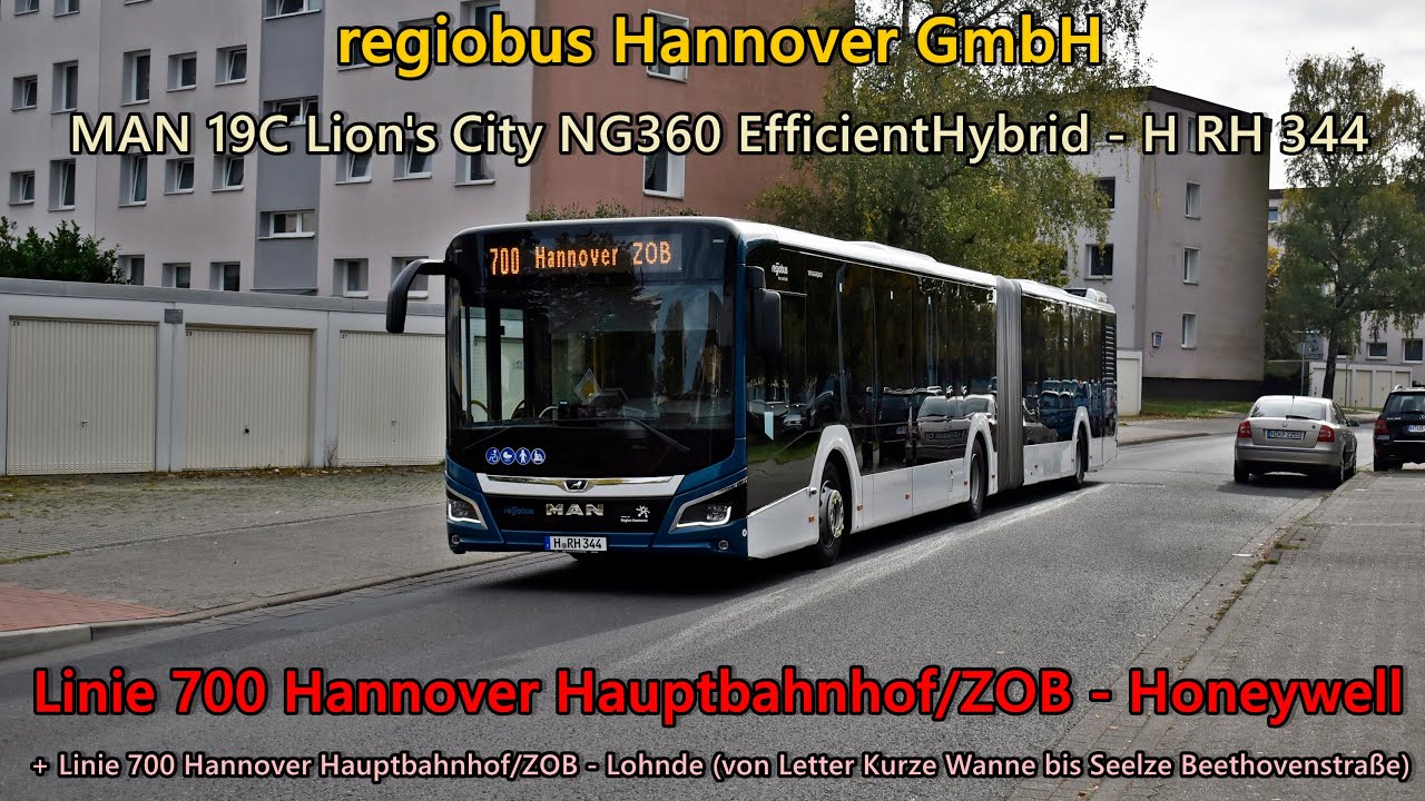 [Sound] Bus MAN 19C Lion's City NG360 EfficientHybrid von regiobus Hannover GmbH - H RH 344 (Voith)
