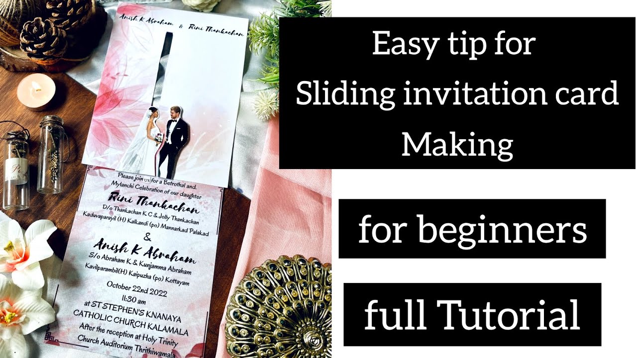 Easy way to make Sliding invitation card / Full tutorial video for beginners / #mubiirshuart