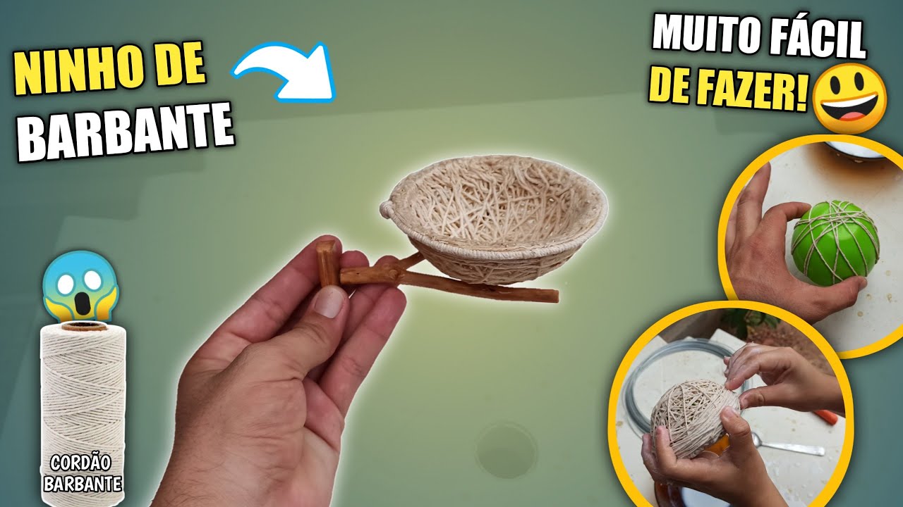 Como fazer NINHO de barbante 🧵| para PÁSSAROS! (Rápido e fácil)