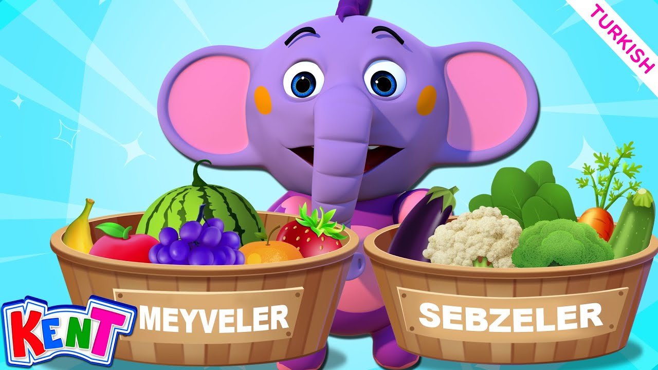 Sort Vegetables And Fruits (Türkice) | Çocuklar Videoları | Kent The Elephant Turkish