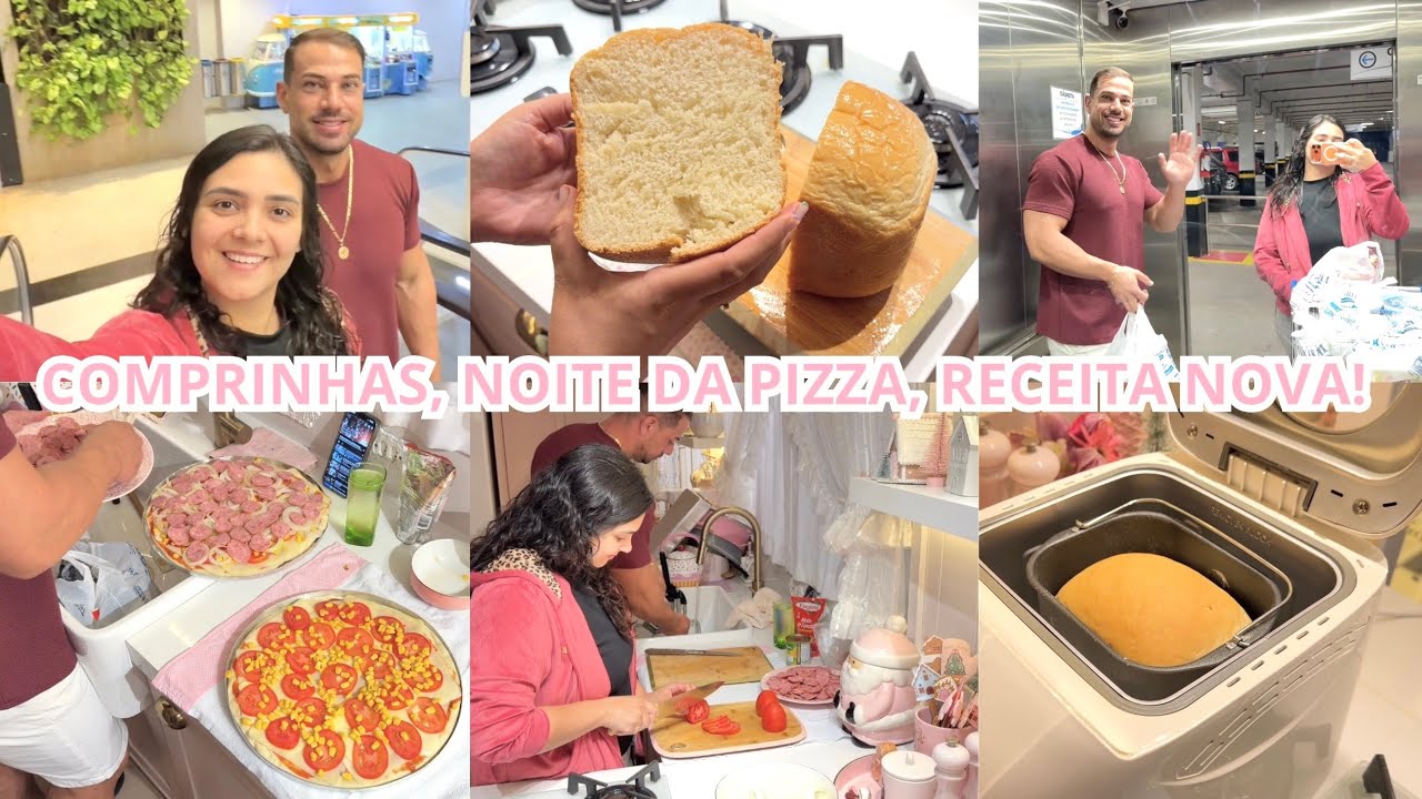 COMPRINHAS NO MERCADO, FIZEMOS PIZZA 😍, RECEITA NOVA DE PÃO CASEIRO 🤤 - Bianca Targa 