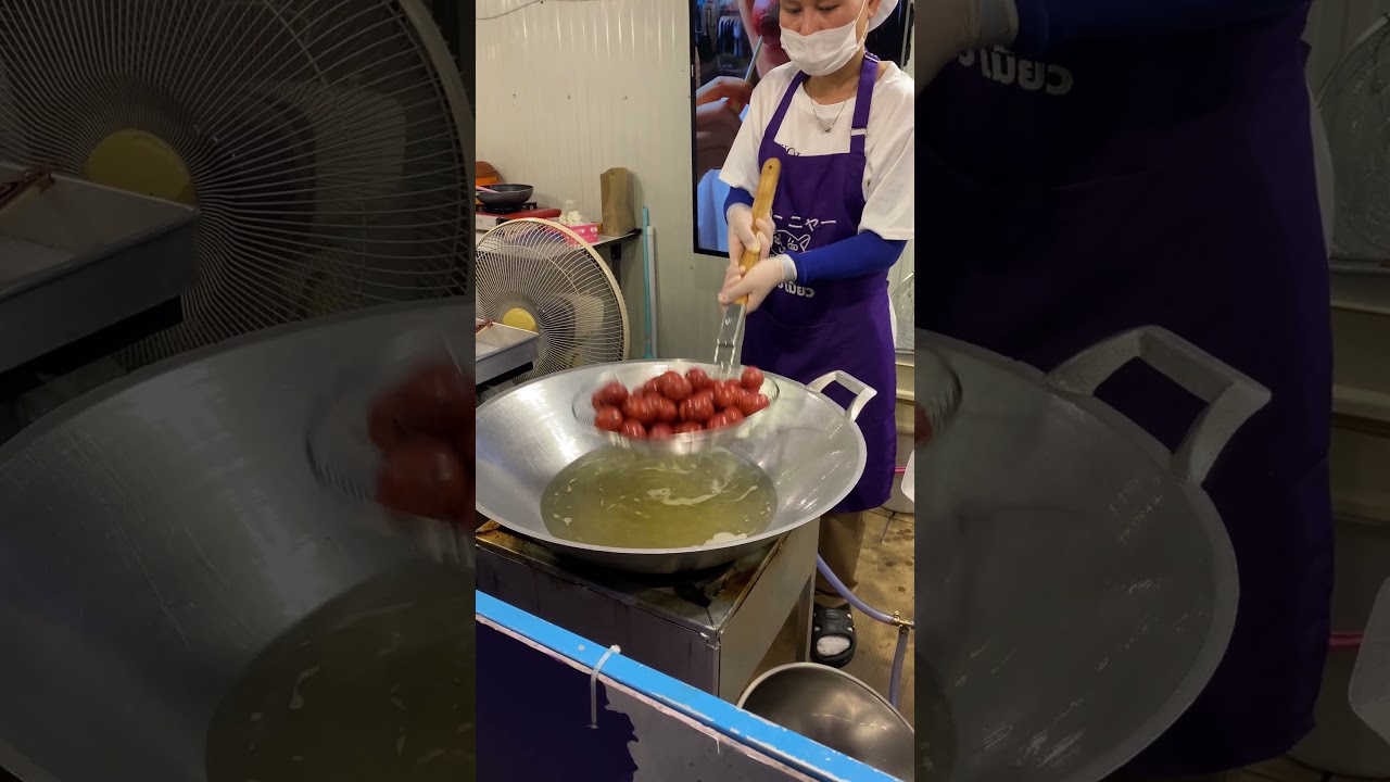 Amazing Purple Sweet Potato Balls Making of Thailand #streetfood