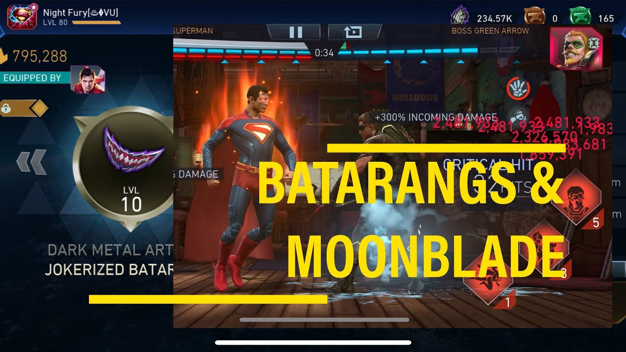 TRYING OUT DC SUPERMAN WITH BATARANGS & MOONBLADE | Injustice 2 Mobile