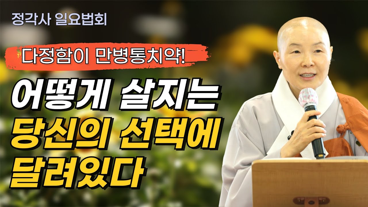 다정한 사람이 강한 사람이다 | 자비는 만 가지 병을 치료하는 만병통치약 | 내 뜻대로 되는 건 내 마음의 선택 하나뿐 | 정각사 일요법회