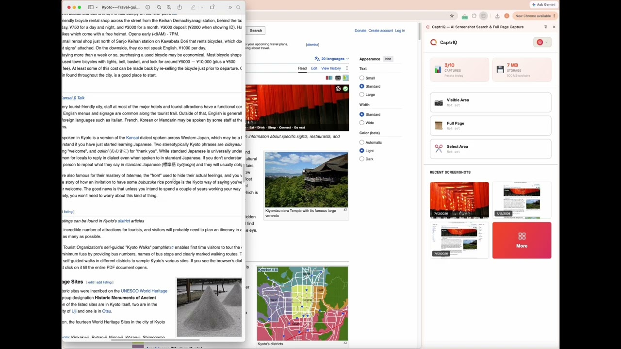 CaptrIQ &mdash; AI Screenshot Search & Full Page Capture