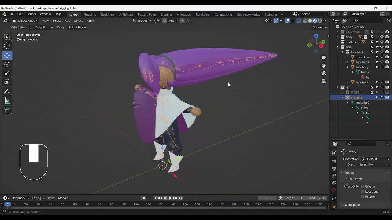 Blender 3.6: Добавление костей к ригу Rigify