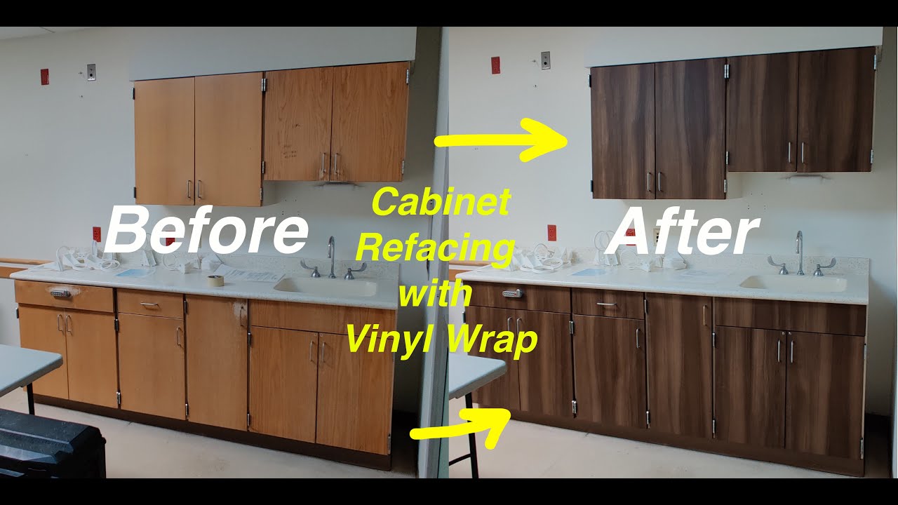 How To Reface Cabinet Doors With Vinyl Wrap