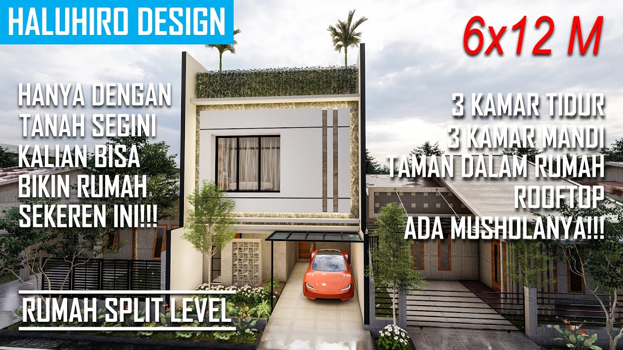 Desain Rumah Minimalis Terkeren 6x12 Meter Split Level!! Sekali Lihat Langsung Jatuh Cinta!!!