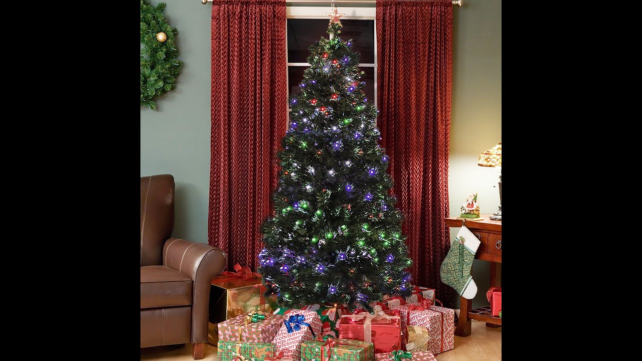 SKY1954 Pre-Lit Fiber Optic 7' Green Artificial Christmas Tree