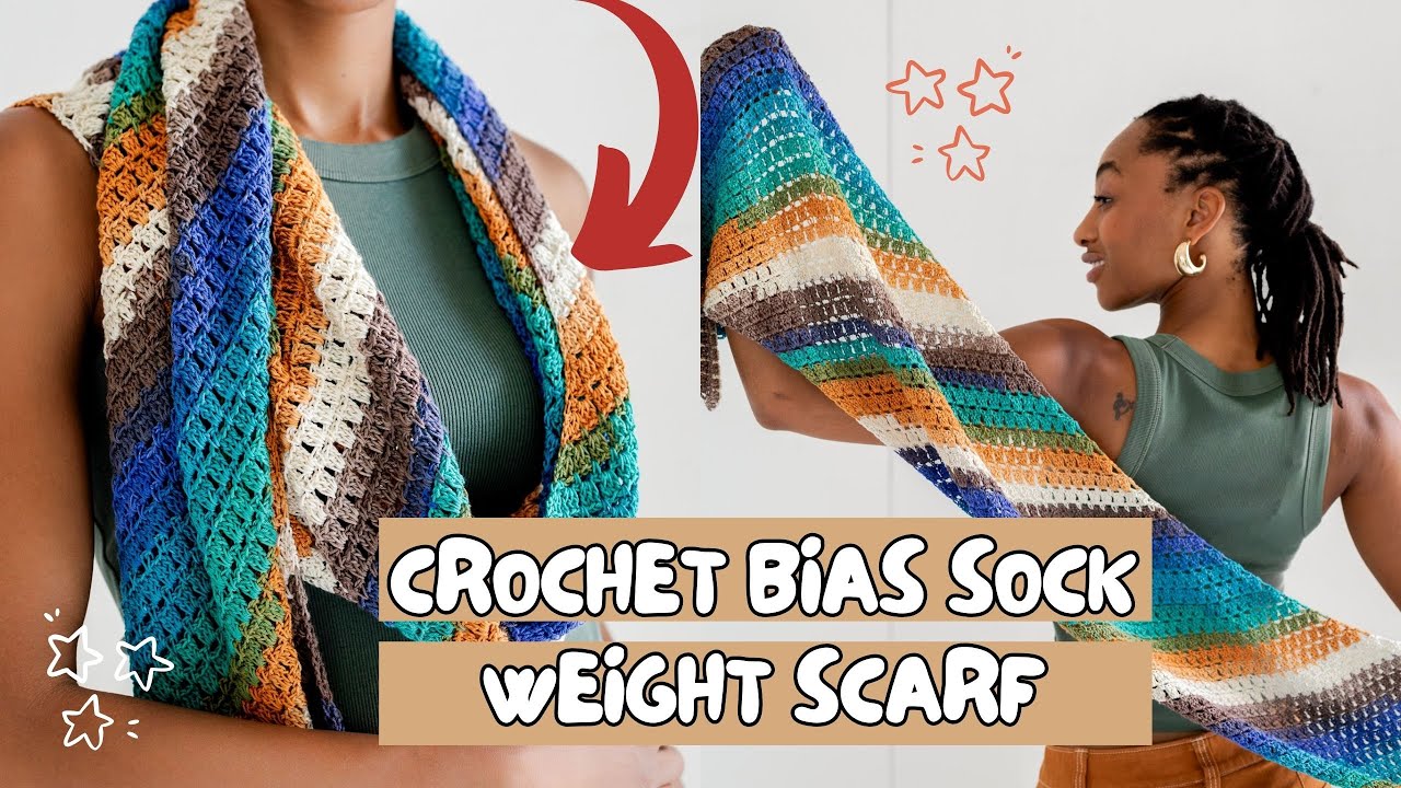 Corner to Corner (C2C) Crochet Scarf - SOCK YARN! | Beginner Bias Wrap Free Pattern + DIY Tutorial