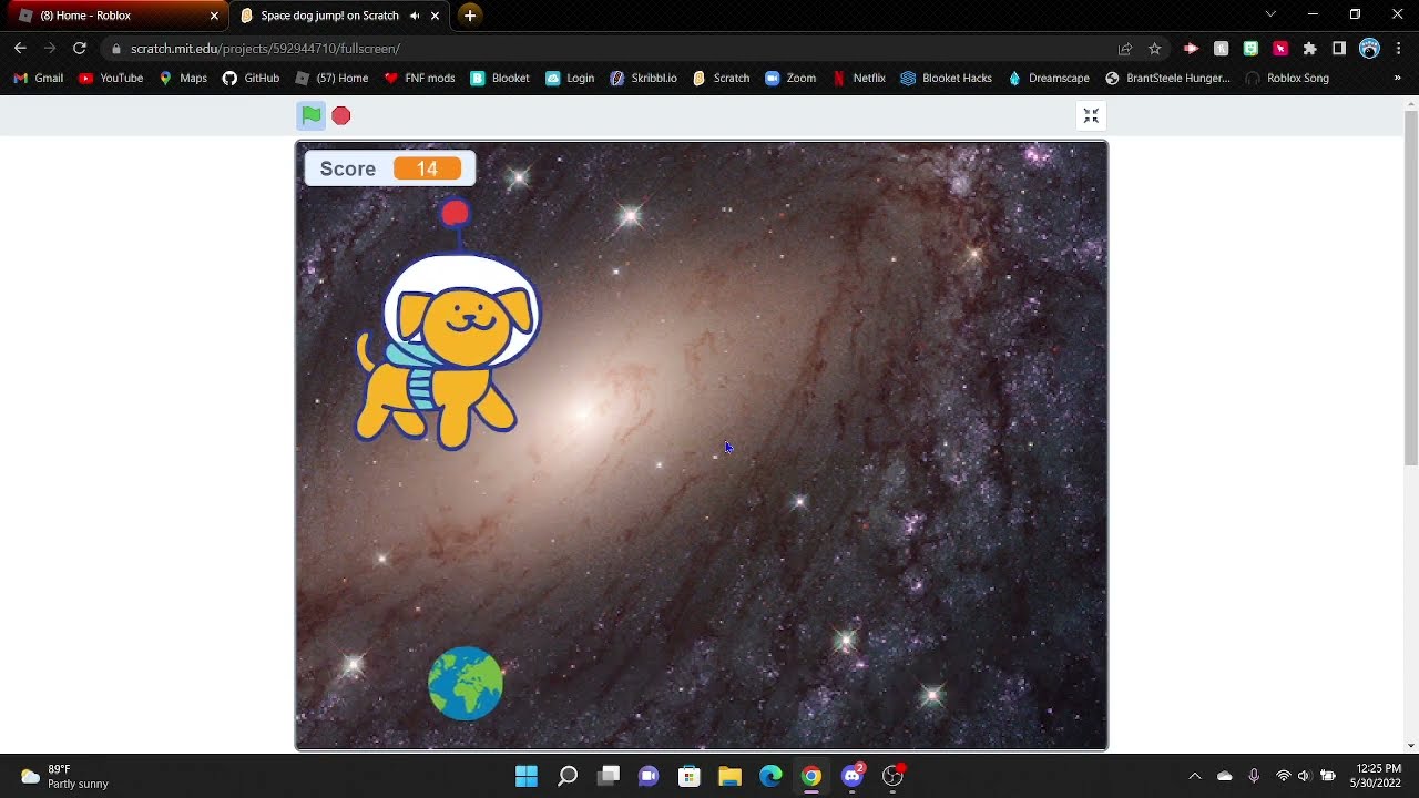 My game in SCRATCH (Space Dog Jump)