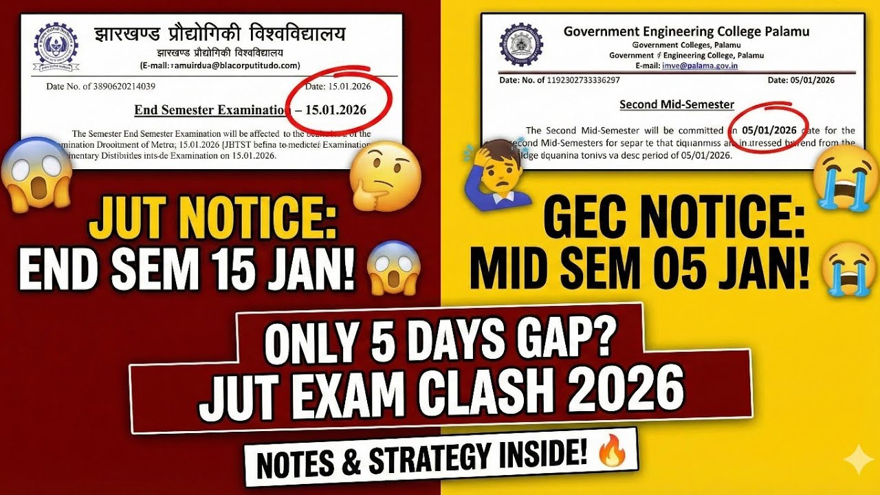JUT B.Tech Exam Alert 2026: Mid Sem & End Sem Dates Out! 🔥