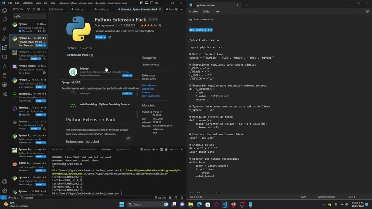 Analizador Sintáctico y Léxico con Python (PLY)