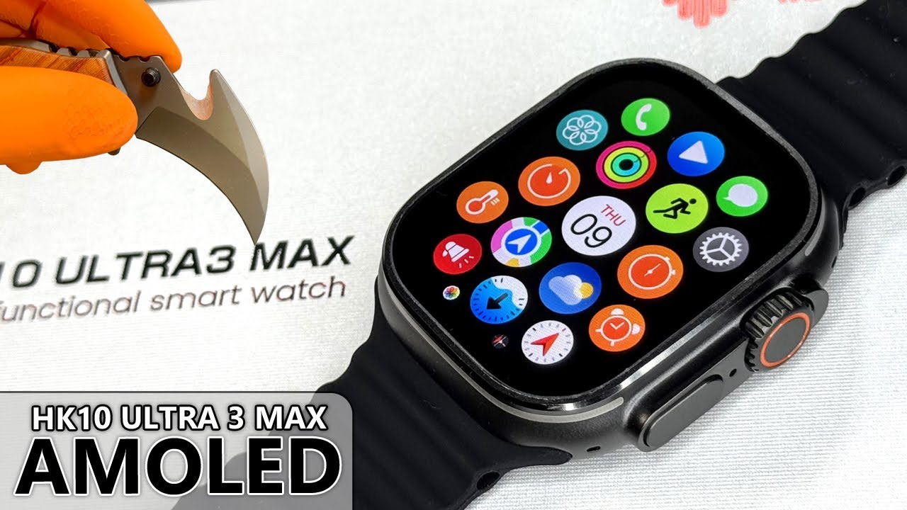 HK10 ULTRA 3 MAX SmartWatch 2025 Black Version Full Unboxing & Review (Amoled, ChatGPT) - ASMR