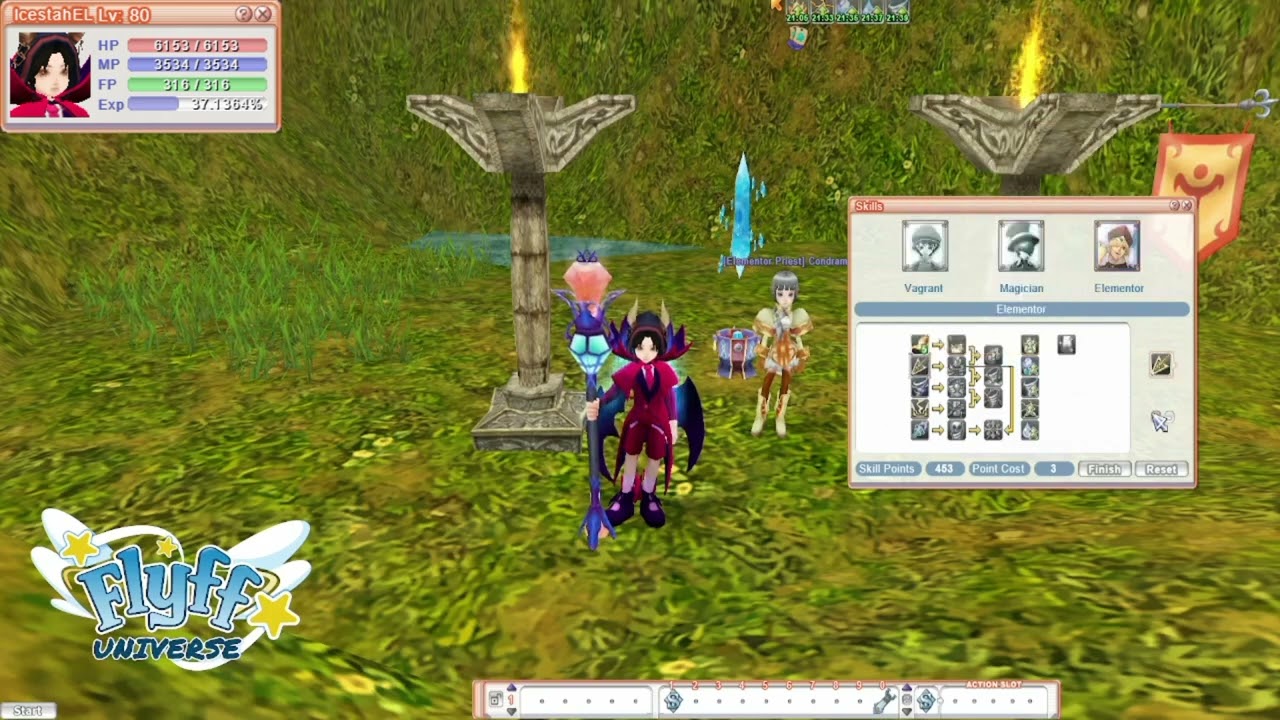 FLYFF UNIVERSE LEVEL 80 ELEMENTOR SKILL BUILD FOR HARD MODE DUNGEON AND LEVEL 80 GUILD SIEGE
