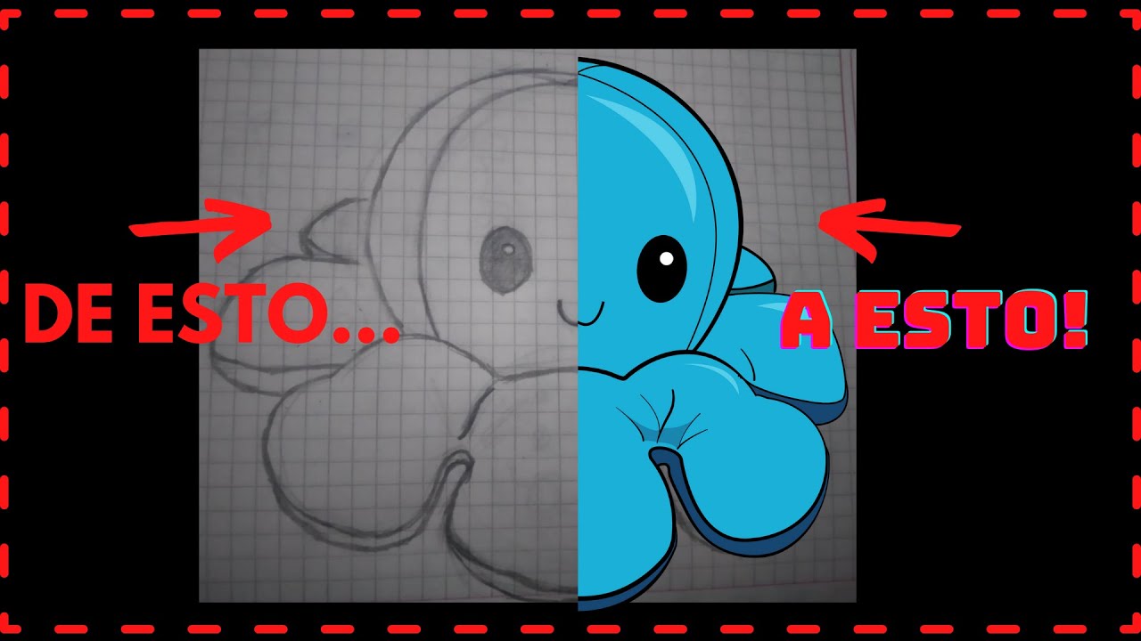 Digitalización de tierno pulpo reversible con adobe Illustrator
