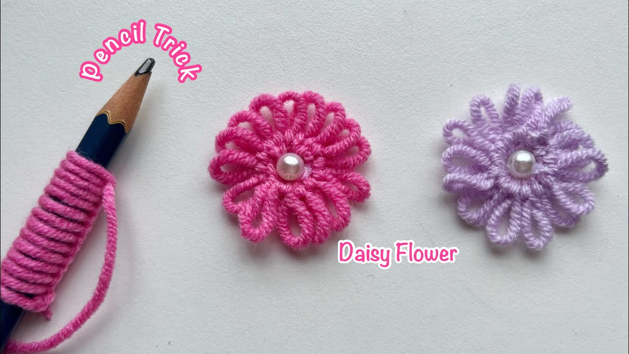 Quickly Woolen Daisy Flower with Pencil - How to make Daisy Flower