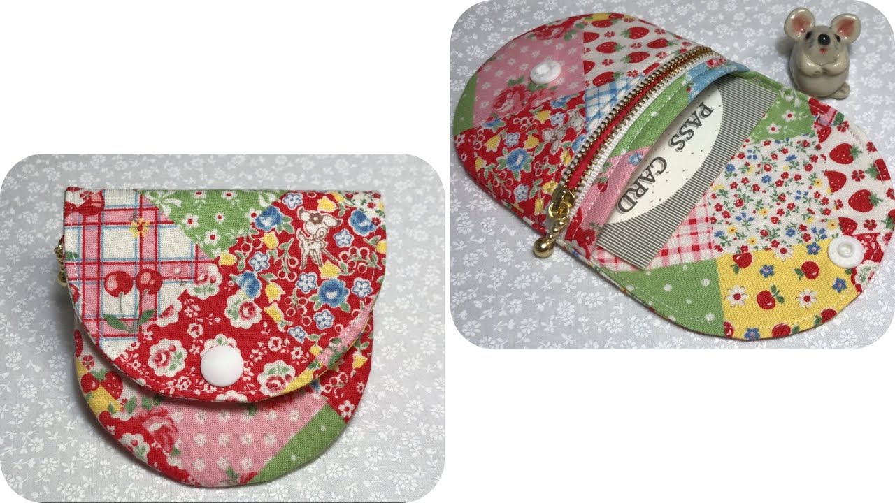 ファスナー付けが簡単な、折って縫うだけ💖コインケースヽ(^o^)　Easy to attach a zipper, just fold and sew 💖 coin case ヽ(^o^)