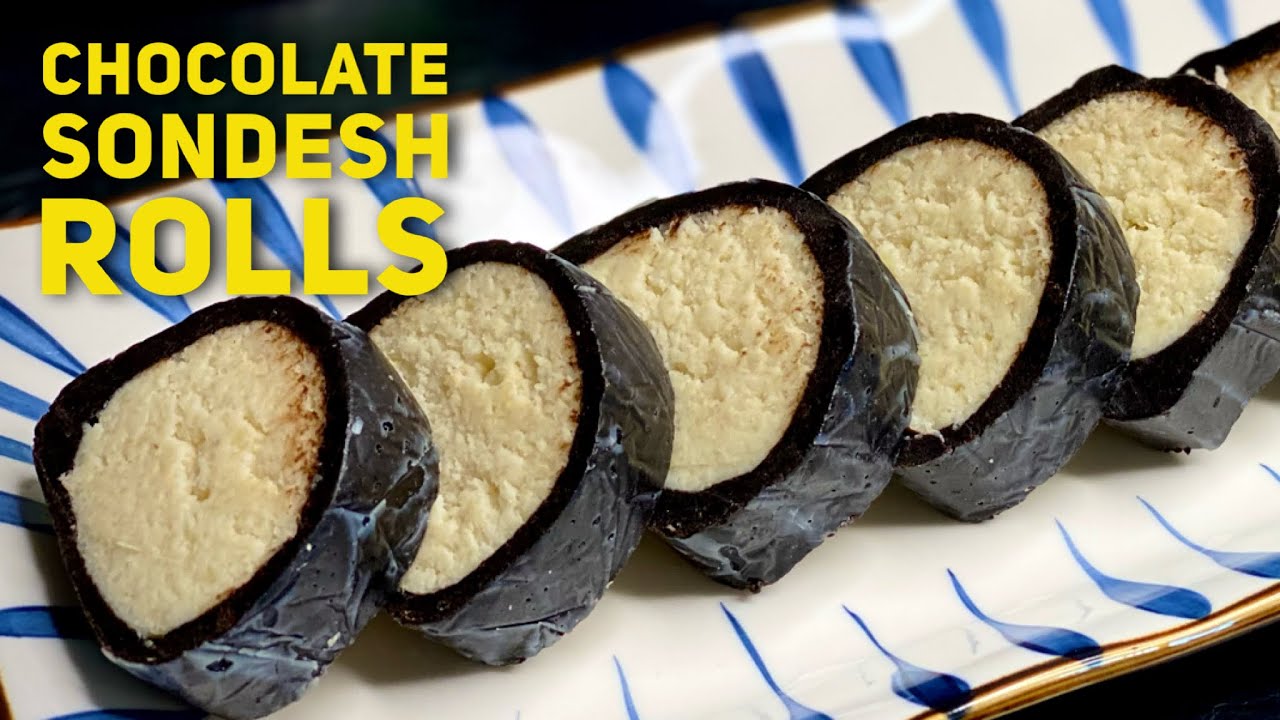 Chocolate Sandesh Rolls Recipe - How to make chocolate sandesh - चॉकलेट संदेश