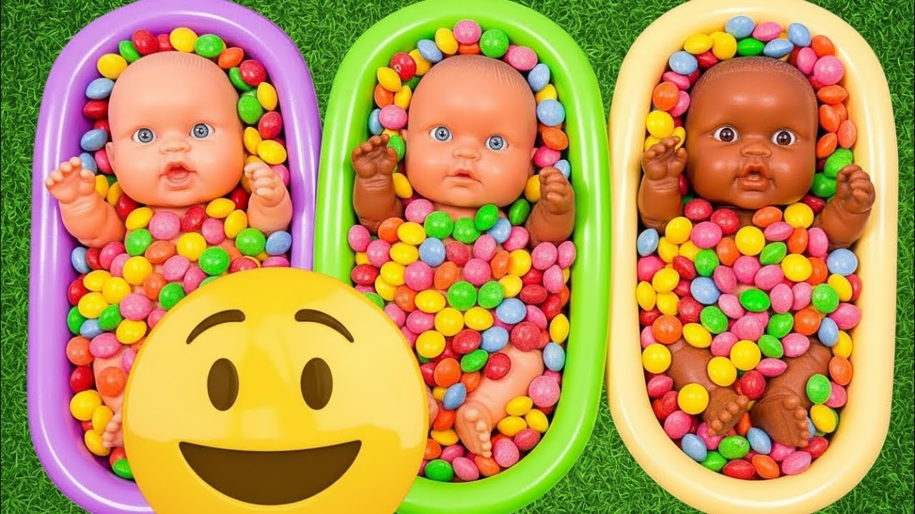 4 Minutes Satisfying with Full of 3 Rainbow BathTubs Candy with M&Ms & Magic Slime Cutting Video Ep3