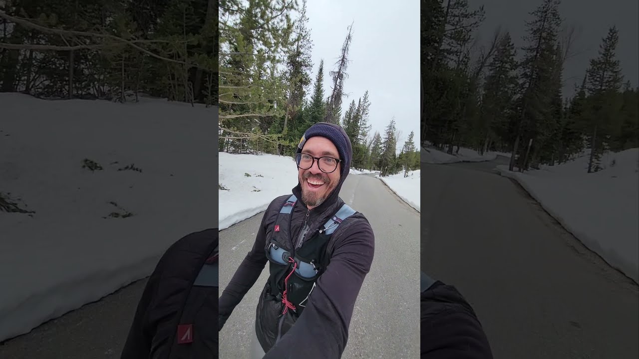 Runner Followed by Black Bear in Grand Teton National Park - 4/15/21