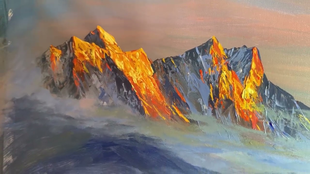 Sunrise on mountain//stunning painting #painting #art