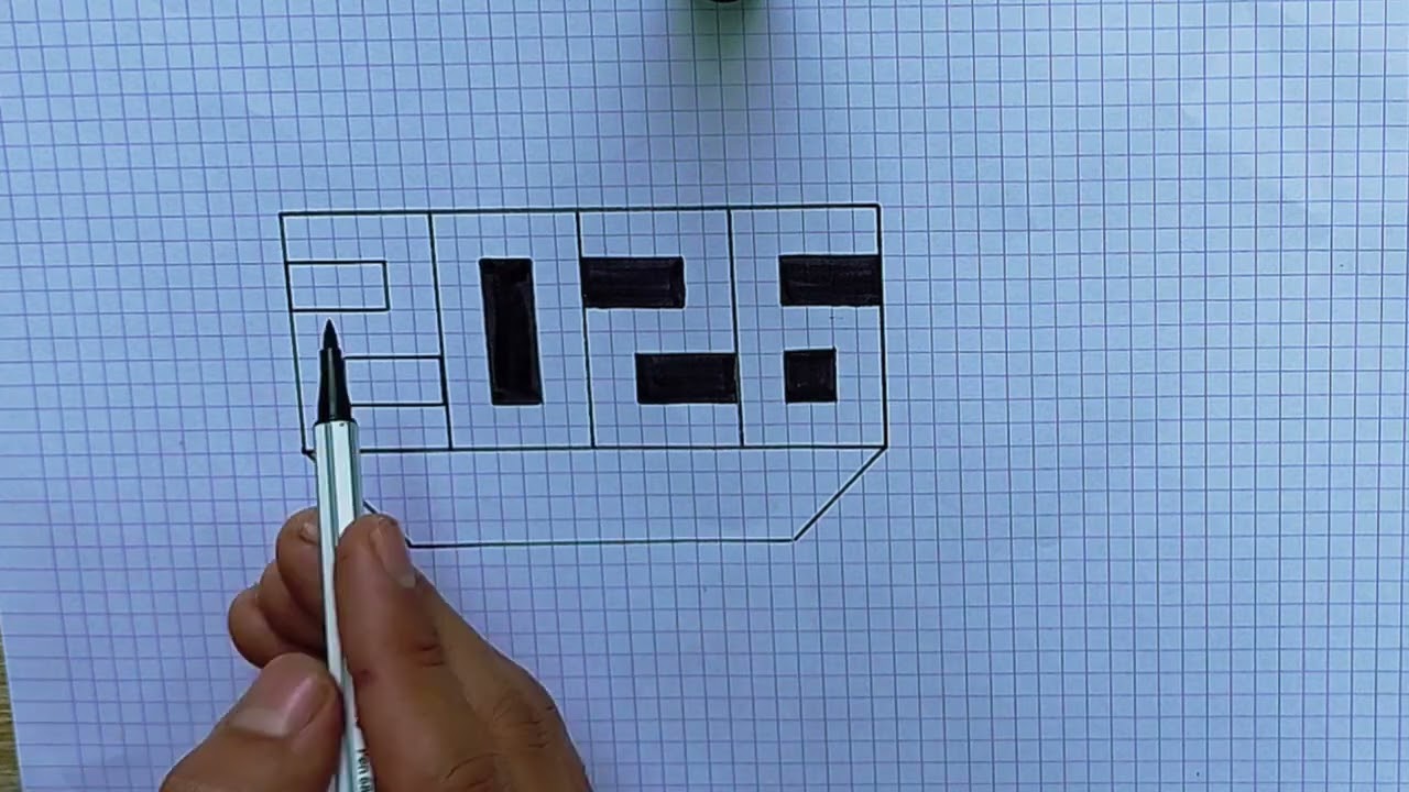 2026 in 3D viral writing #2026 #handwriting2026 #illusion #pattern #geometric #viral 