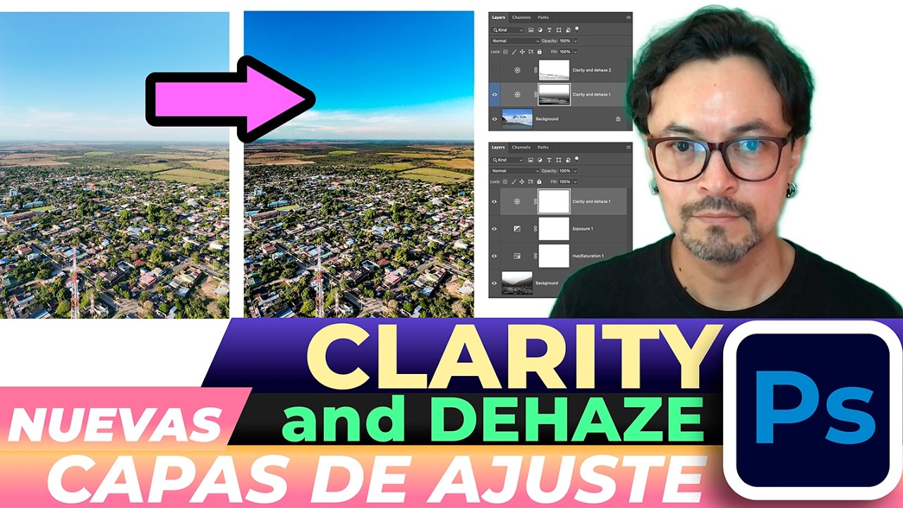 PHOTOSHOP: Domina las NUEVAS capas de ajuste CLARITY and DEHAZE + Cómo editar sus máscaras 🎨