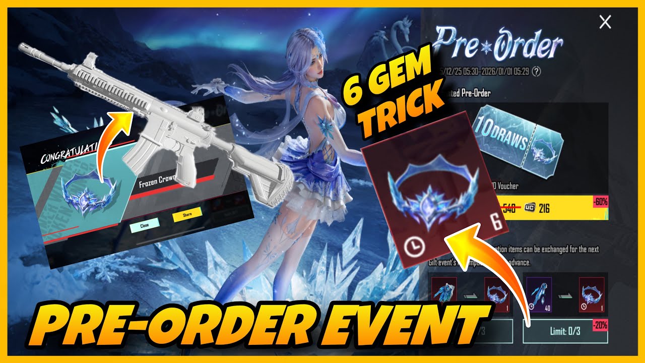 PRE-ORDER EVENT IS HERE 🔥 | GEM EXCHANGE ￼BEST TRICK | FREE GEM TRICK | FREE UPGRADE GUN TRICK 