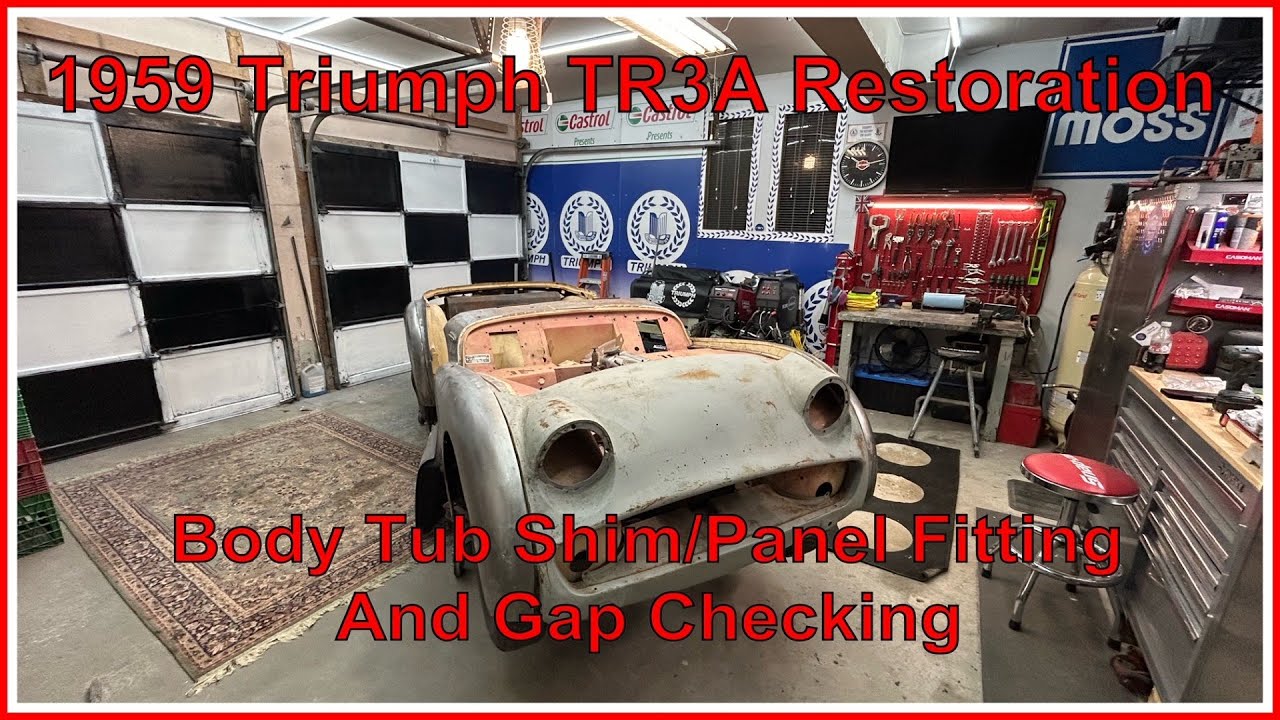 1959 Triumph TR3A Restoration Project, Body Shims,  Body Panels and Gap Checking .