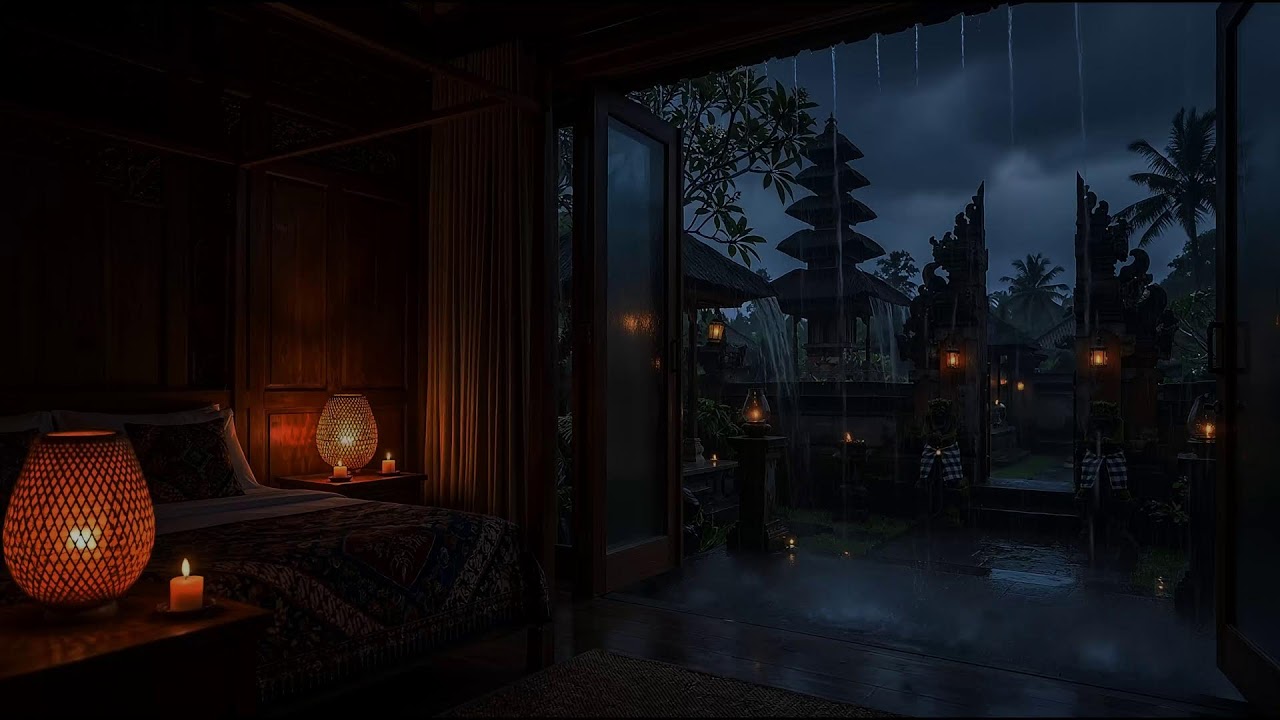 Rain Sound For Sleeping - Cozy Bali Villa Rain 🌧️ ASMR Tropical Storm Sounds for Relaxing