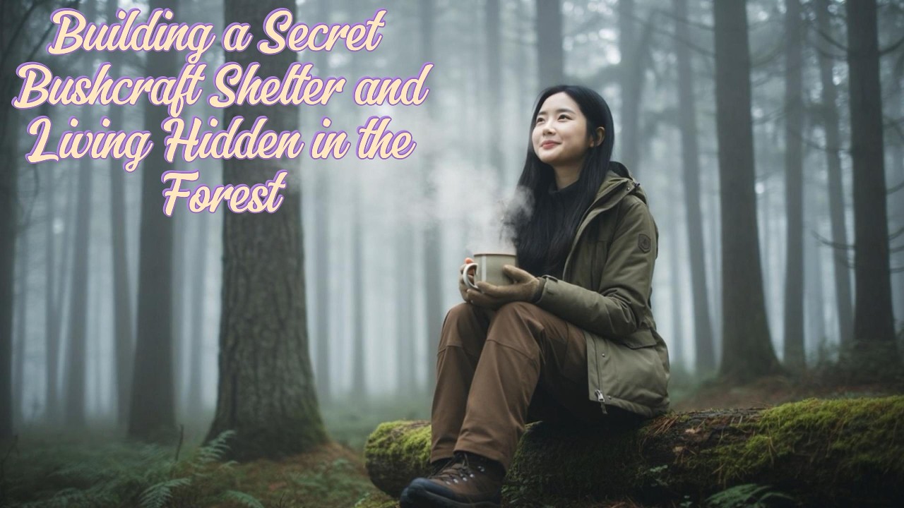 Building a Secret Bushcraft Shelter & Living Hidden in the Forest | Kirin Frozen