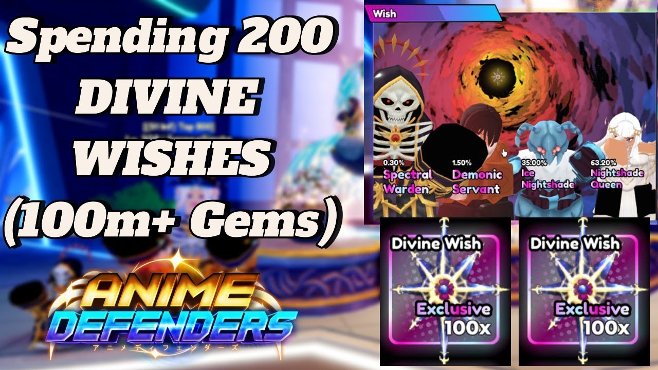 Spending 200+ Divine Wishes To Get SPECTRAL WARDEN | Anime Defenders