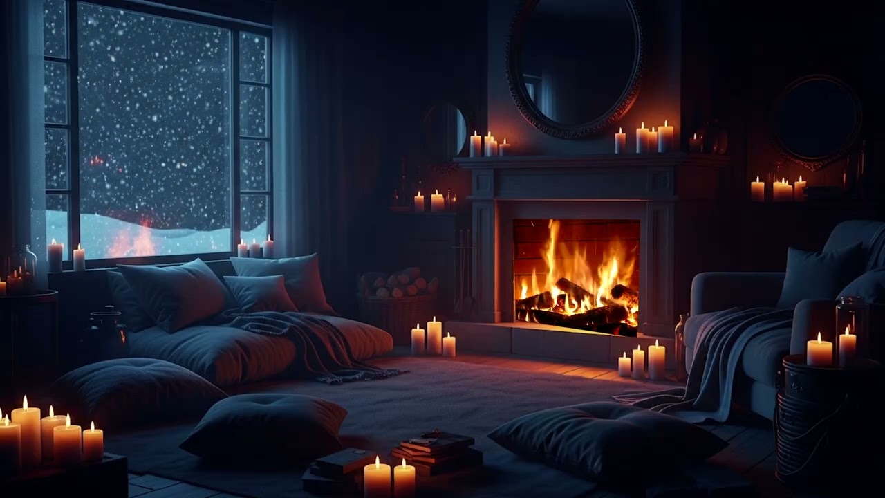 Gentle Piano Fireplace | Background Music for Studying, Reading & Calm Thinking
