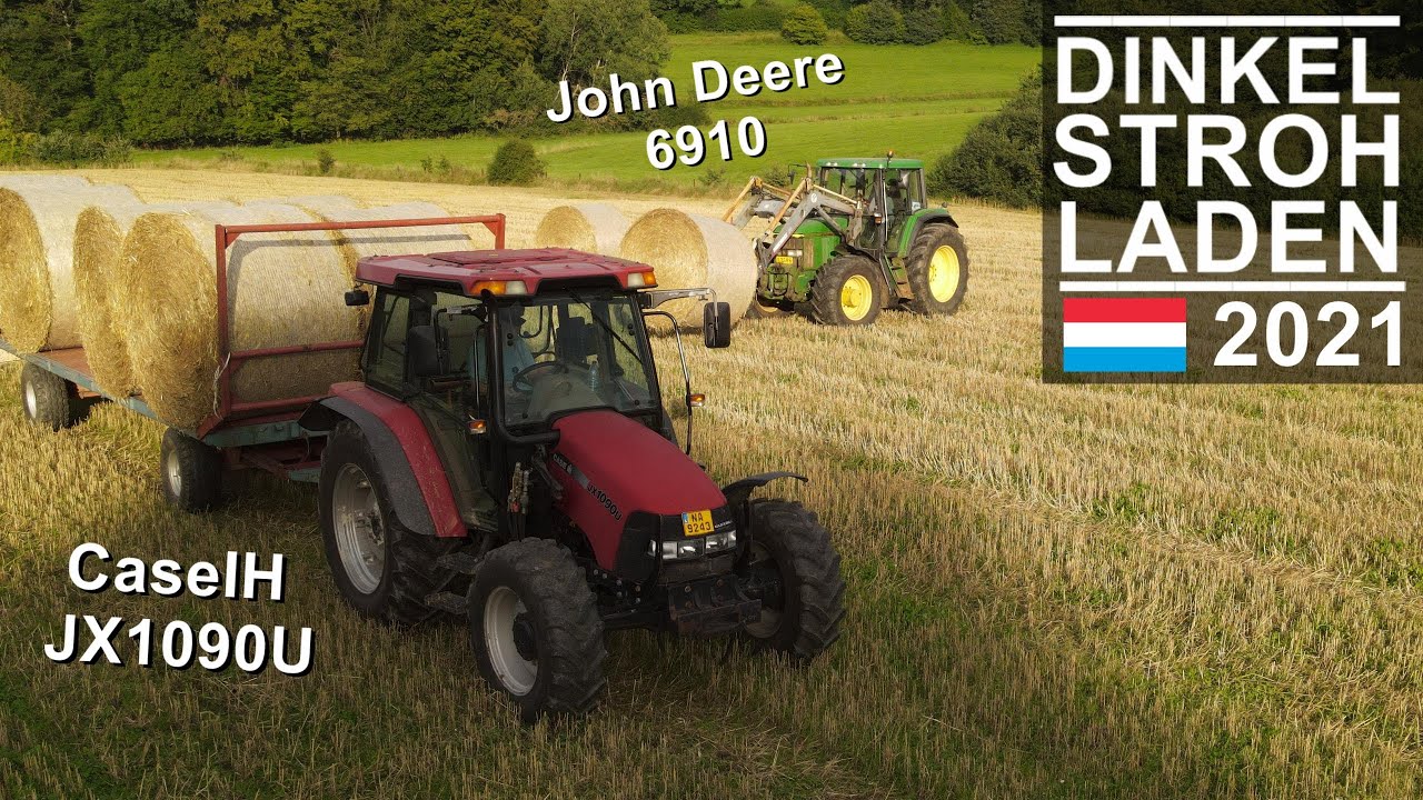 Bio Stroh laden | John Deere 6910 // CaseIH JX1090U | Luxemburg 2021