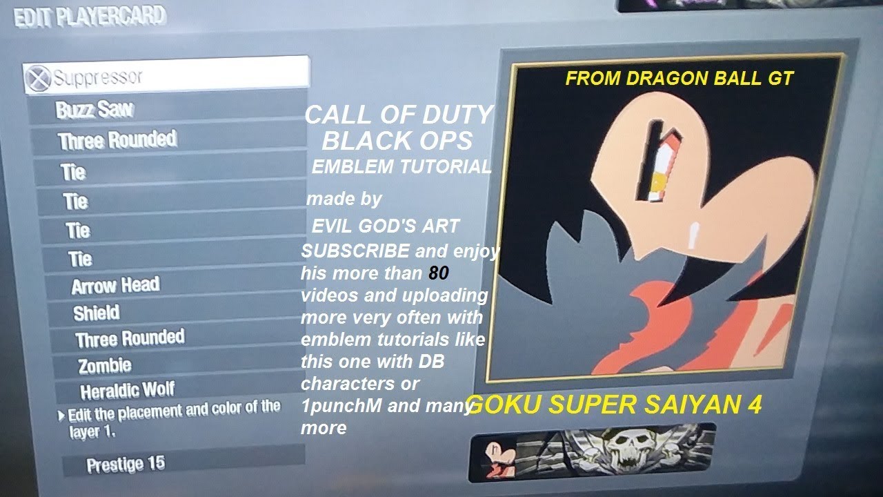 GOKU SUPER SAIYAN 4 EMBLEM TUTORIAL BLACK OPS