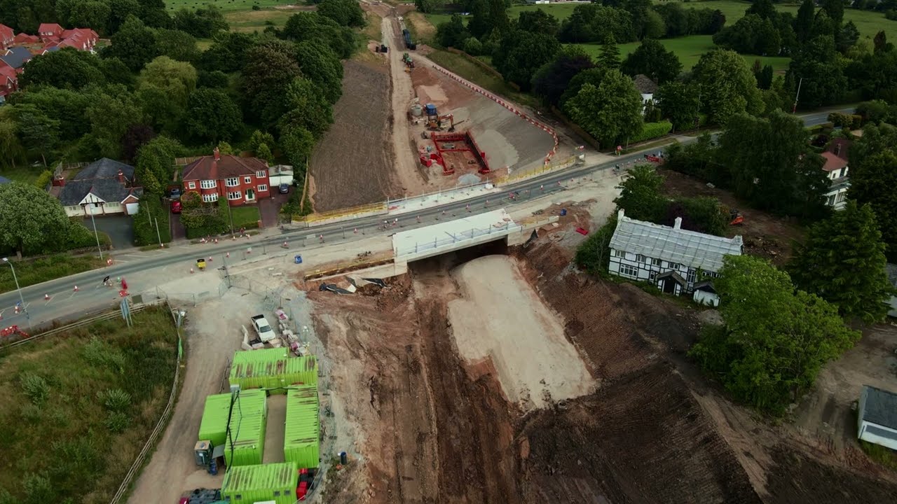 4th July 2022 Footage of Poynton bypass. Edited drone footage A555 link road/ Poynton/Woodford.4K